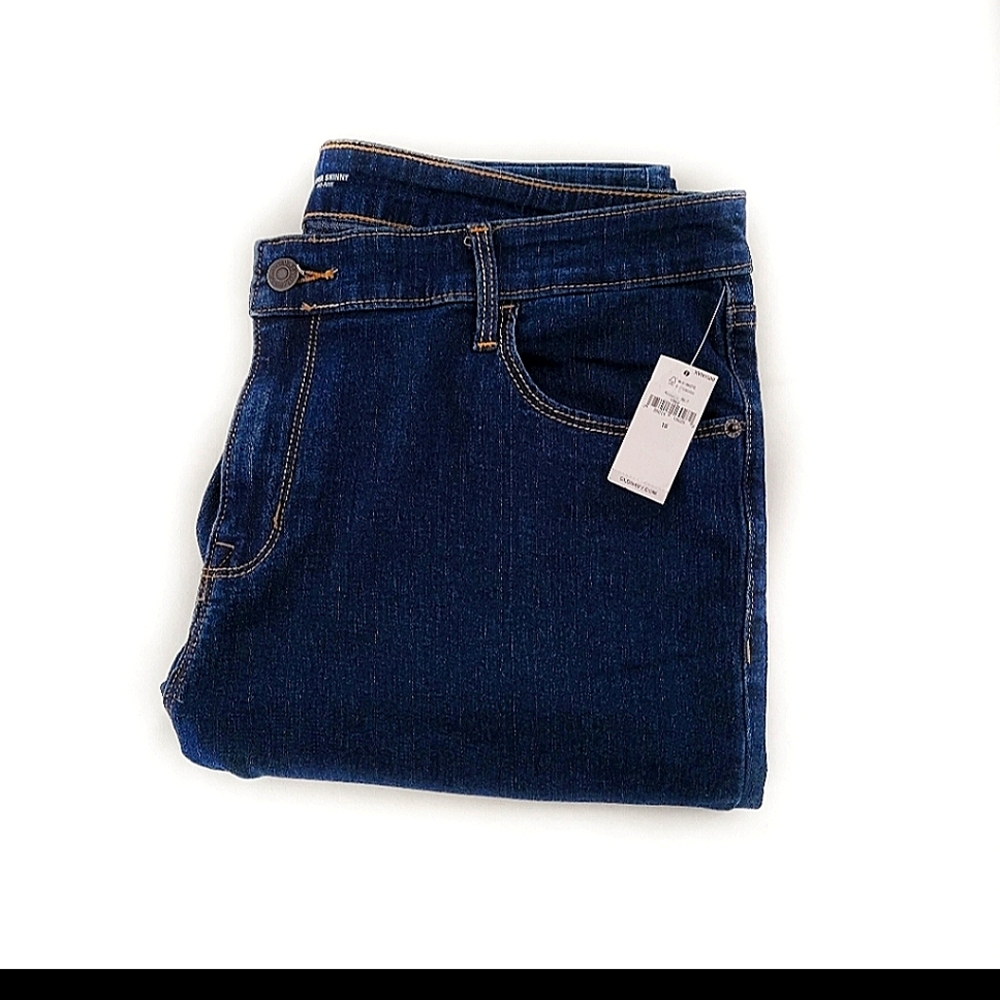 Old Navy || 16 Dark Blue Denim Super Skinny Mid Rise Jeans